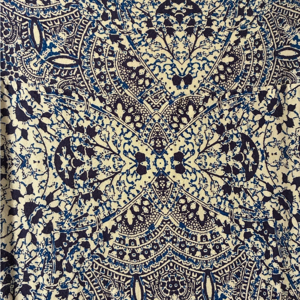 Cynthia Rowley-M Blue Printed Maxi Skirt Stretchy Boho Hippie Spring Summer EUC - Picture 3 of 5
